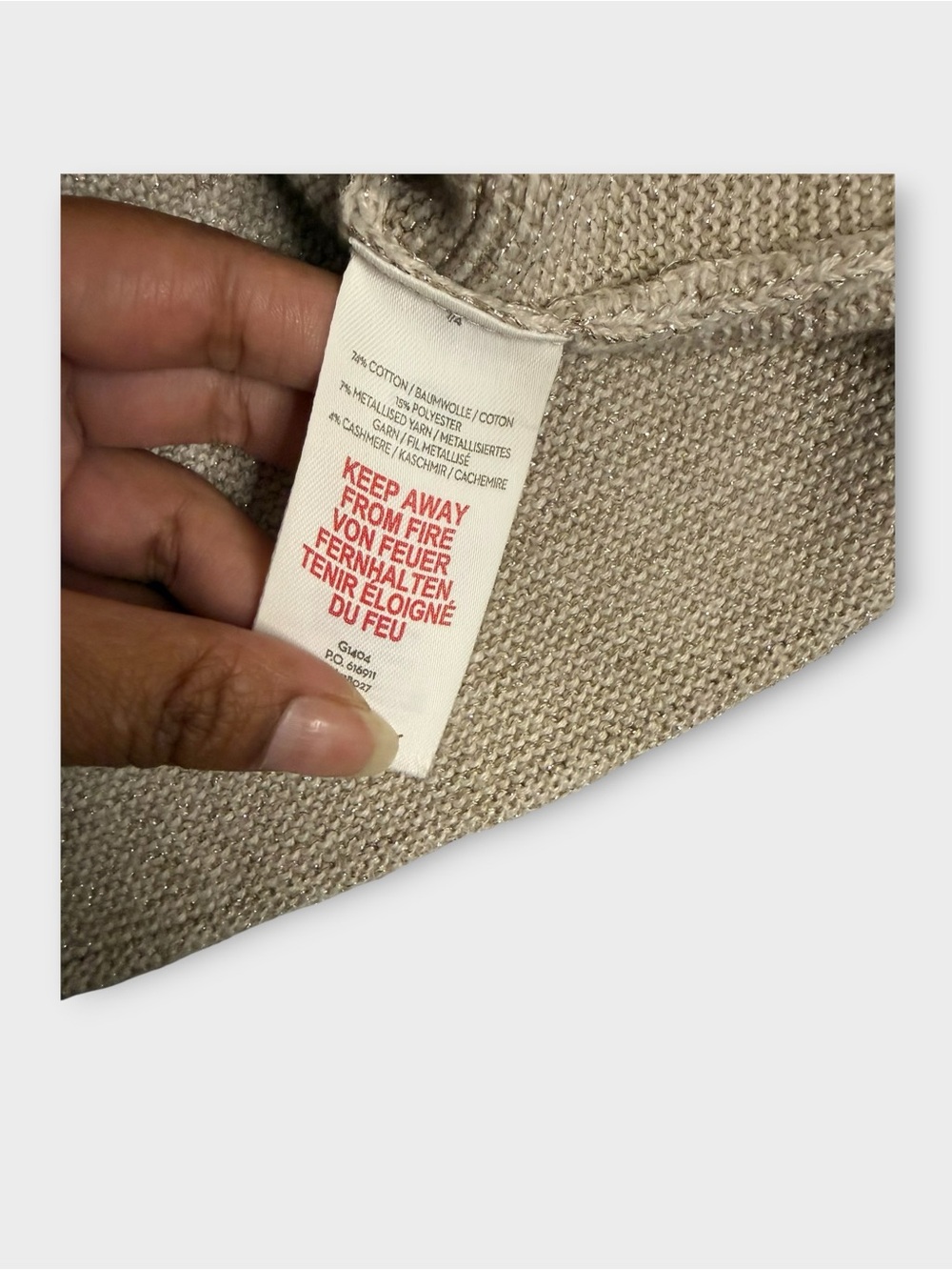 Mini Boden Oatmeal Knit Shiny Cashmere Blend Cardigan - Picture 4 of 6